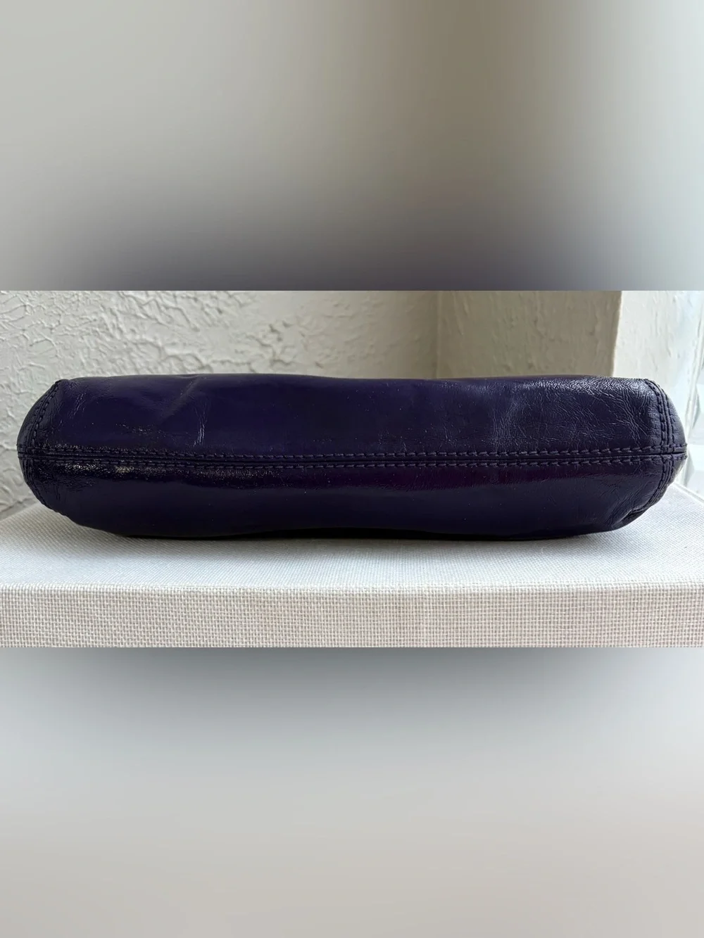 Michael Kors Leather Berkley Clutch Hand Bag Purse Purple with Gold Hardware